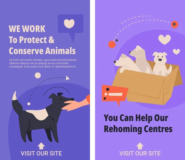 Ayudamos Nuestros Centros Realojamiento Mascotas Trabajamos Para Proteger Conservar Animales — Archivo Imágenes Vectoriales