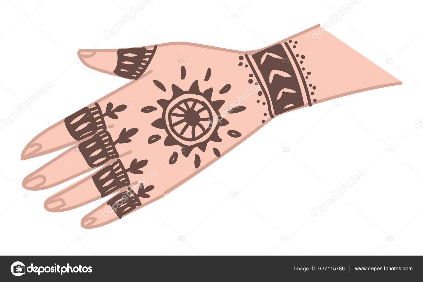 Indian Traditions Customs Henna Tattoo Hand Ornaments Adornment