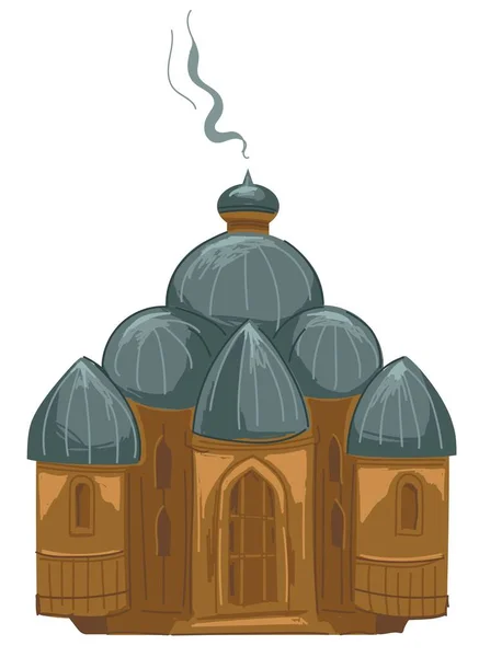 Christianity objects used in churches and cathedrals. Isolated censer with smoke thread. Aromatic fragrant of natural essential oils, tradition of orthodox and byzantine. Vector in flat style