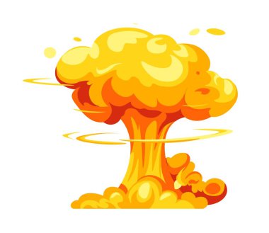 Alev ve ateş patlaması, izole bir patlama dalga bulutu, taşkınlık ve patlama. Yangın ve silah patlaması, ateş ve patlama. Ateşleme ya da yanma etkisi. Düz biçim illüstrasyonunda vektör