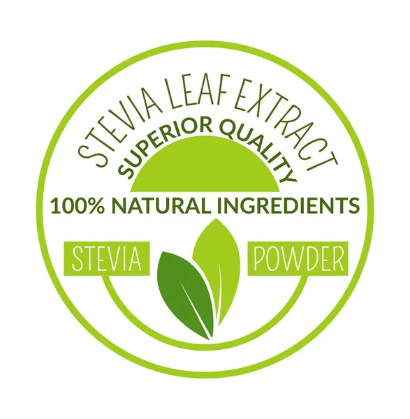 Extracto Natural Hoja Stevia Icono Aislado Con Polvo Calidad Superior — Archivo Imágenes Vectoriales