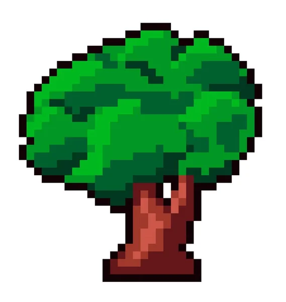 Pixelbaum Mit Blättern Und Ästen Zweigen Und Laub Baum Für — Stockvektor