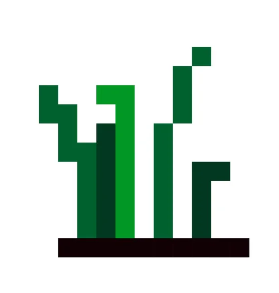 自然シーンの設定 雑草や植物を再生するためのピクセル草 植物園や森林 野生動物のための植物 8ビットビデオゲーム レトロなデザインのためのピクセル化された孤立したアイコン 平型ベクトル — ストックベクタ
