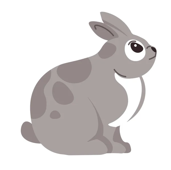 Ritratto Personaggio Coniglio Isolato Coniglietto Carino Con Cappotto Peloso Macchie — Vettoriale Stock