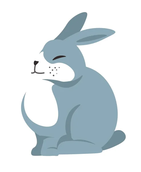 Bunny Portrait Isolated Cute Rabbit Long Ears Fluffy Coat Sitting — Stock Vector