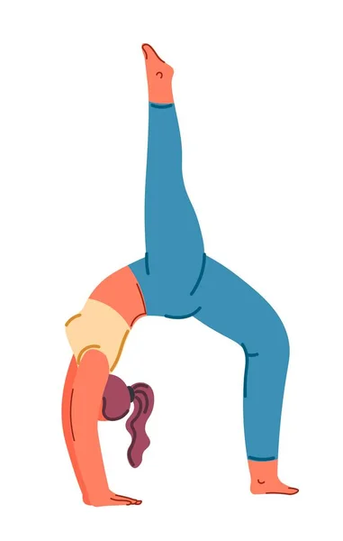 Asanas Poses Flexibilidad Mujer Aislada Traje Deportivo Haciendo Ejercicios Yoga — Archivo Imágenes Vectoriales