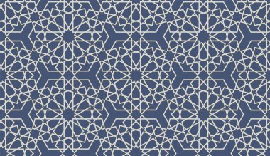Geometric tiles, Arabic ornaments and motifs for wallpaper. Abstract design or decoration, decorative elements and details, straight lines. Seamless pattern, print or background. Vector in flat style clipart