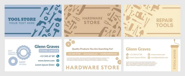 Visitenkarten Design Set Für Die Werbung Werkzeuggeschäften Vorlage Firmenidentitätssammlung Für — Stockvektor