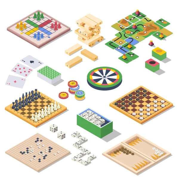 Spela Klassiska Brädspel Isolerad Backgammon Schack Och Dam Domino Och — Stock vektor