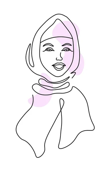 Mujer Musulmana Con Hiyab Retrato Aislado Alegre Carácter Femenino Sonriente — Archivo Imágenes Vectoriales