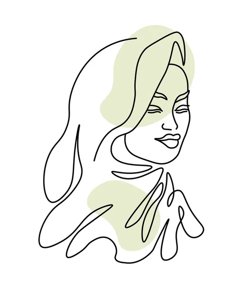Женщина Хиджабе Изолированный Портрет Женского Персонажа Закрытыми Глазами Улыбающимся Выражением — стоковый вектор