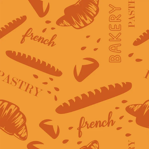 Gebäckprodukte Und Französisches Backsortiment Croissant Und Baguette Mit Frischen Zutaten — Stockvektor