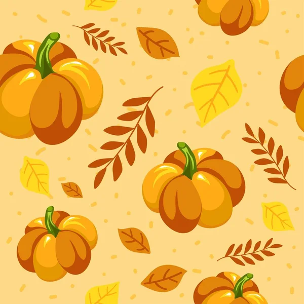 Ripe Pumpkin Vegetables Foliage Falling Trees Tasty Ingredients Rural Rustic — Stock Vector