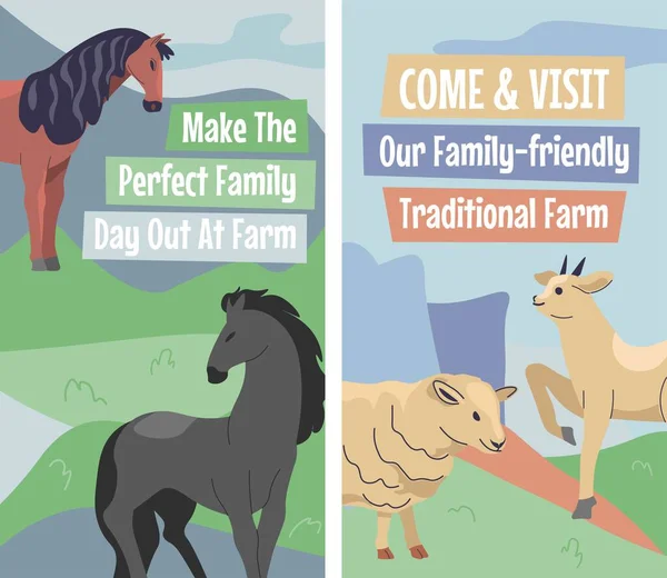 Cope Visite Nossa Fazenda Tradicional Familiar Dia Perfeito Para Parentes —  Vetores de Stock