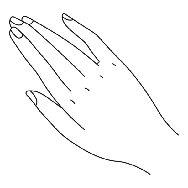 Minimalistisk Hand Kvinnlig Karaktär Isolerad Linje Konst Handflata Med Fingrar — Stock vektor