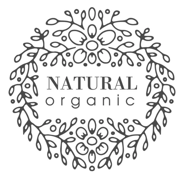 Ecologically Friendly Natural Organic Brand Isolated Colorless Label Emblem Packaging — Stock Vector