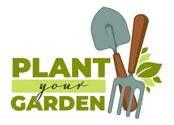 Grüne Garten Isolierte Symbole Home Gardening Tools Und Pflanzen Vektor — Stockvektor