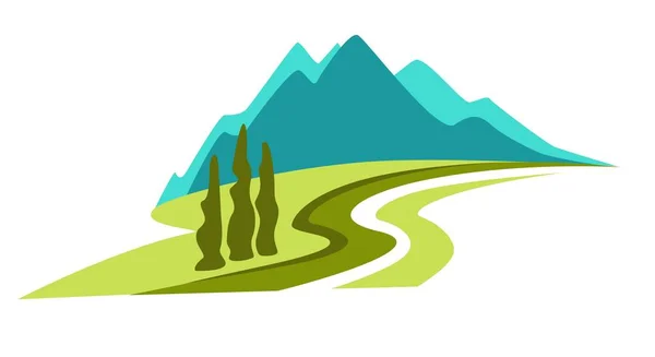 Montañas Paisaje Aislado Icono Identidad Corporativa Plantilla Vector Emblemas Logotipo — Vector de stock