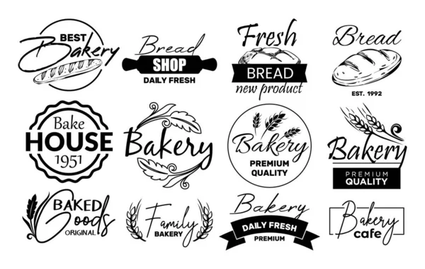 Набір Етикеток Логотипів Продажу Хліба Векторні Ілюстрації Прапор Написом Найкраща — стоковий вектор