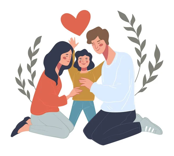 Vida Familiar Protección Madre Padre Con Niño Pequeño Padres Aislados — Vector de stock