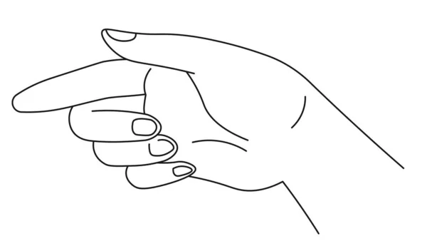 線画で指を指しているサイン 孤立最小限の手を示しています 注意を示し 回す人 人間の手首と手のひら コミュニケーションと非言語記号 平型ベクトル — ストックベクタ