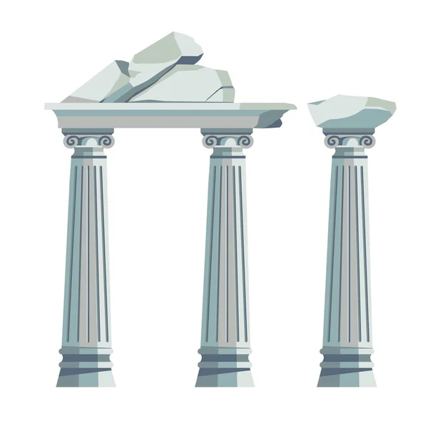 Řecké Nebo Římské Architektonické Prvky Izolované Sloupy Nebo Pilíře Zříceniny — Stockový vektor