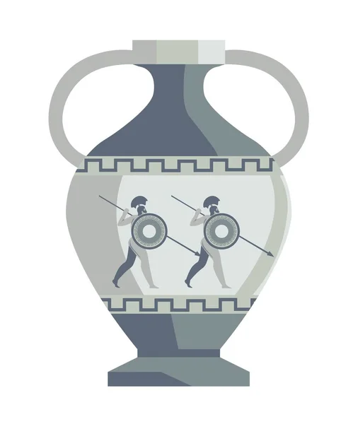 Pot Romain Grec Avec Poignée Cou Étroit Amphore Ancienne Isolée — Image vectorielle