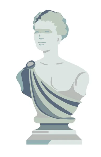 Arte Esculturas Griegas Romanas Busto Piedra Aislado Mujer Ropa Tradicional — Vector de stock