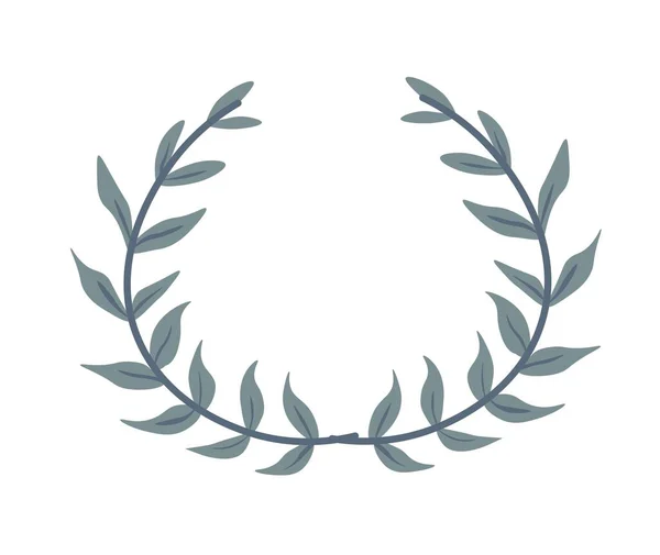 常緑植物で作られた月桂樹の花輪は 競争の勝者のための孤立古代の報酬 ギリシャ神話と貴族 文化遺産 平面図のベクトル — ストックベクタ