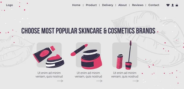 Popüler Cilt Bakımı Kozmetik Ürünleri Cilt Makyaj Için Iyi Ürünleri — Stok Vektör