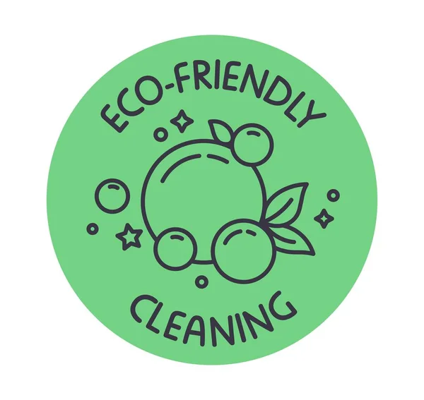 Pegatina Detergente Producto Limpieza Ecológico Aislado Líquido Burbujeante Para Limpieza — Vector de stock