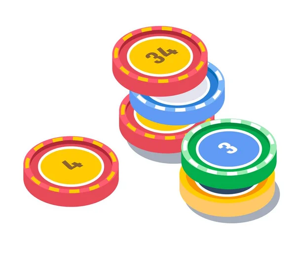Jeux Divertissements Jetons Casino Isolés Avec Des Numéros Jouer Amuser — Image vectorielle