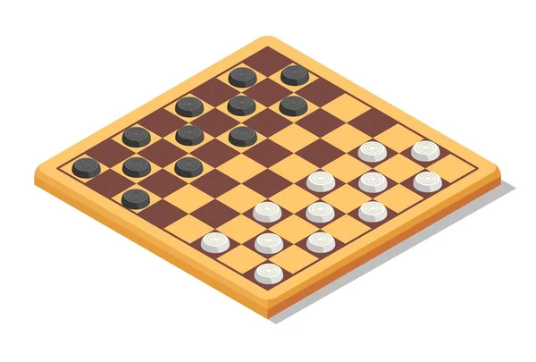 Taslaklar Dama Oyuncular Için Strateji Tahtası Oyunu Yüzey Kareler Oynamak — Stok Vektör