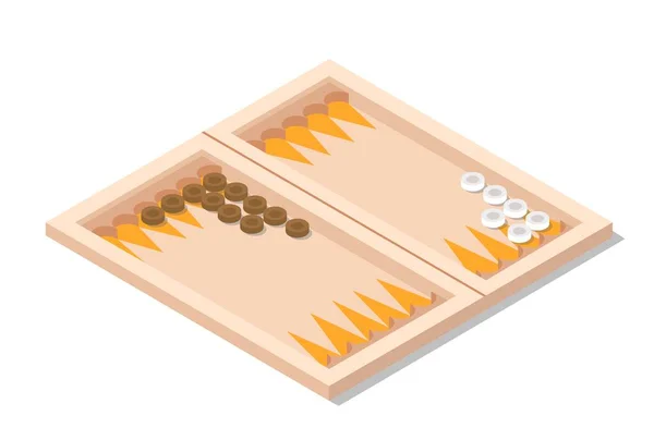 Backgammon Superficie Juego Piezas Juego Mesa Aislado Para Diversión Recreación — Archivo Imágenes Vectoriales