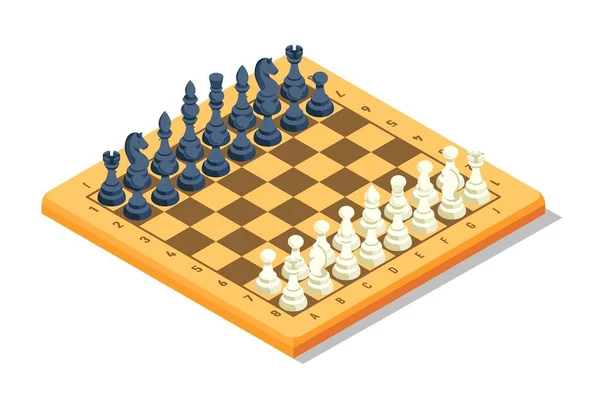 Šachovnice Mezi Dvěma Hráči Izolované Hrací Plochy Kousky Strategie Myšlení — Stockový vektor