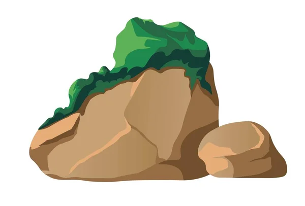 Rocas Piedras Cultivadas Con Musgo Bosque Bosques Húmedos Húmedos Hábitats — Archivo Imágenes Vectoriales