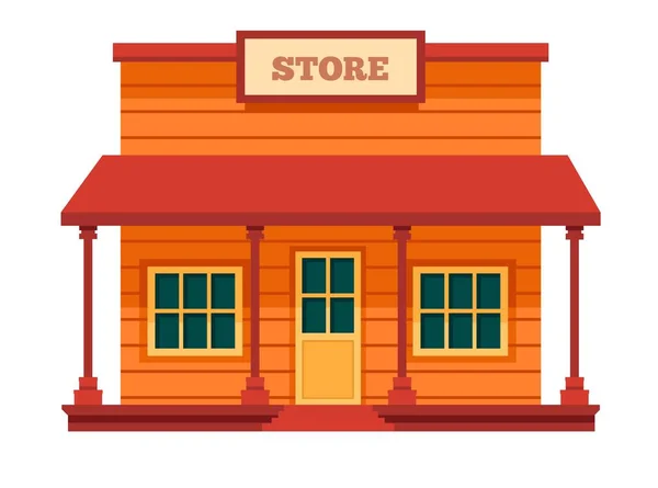 Store Building Designed Wild West Manner Isolated American Architecture Traditional — Stock Vector