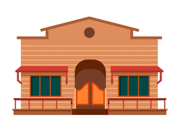 Domov Postavený Divokém Západě Architektury Způsobem Izolovaná Konstrukce Dřeva Verandou — Stockový vektor