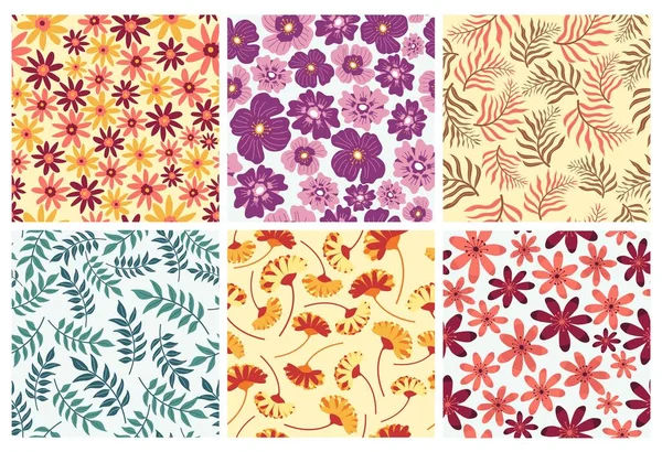 Dekorative Muster Mit Natürlichen Floralen Elementen Hintergrunddekoration Sammlung Mit Bunten — Stockvektor