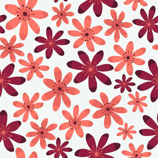 Kvetoucí Jarní Nebo Letní Divoké Květy Okvětními Lístky Rozkvět Dekorace — Stockový vektor