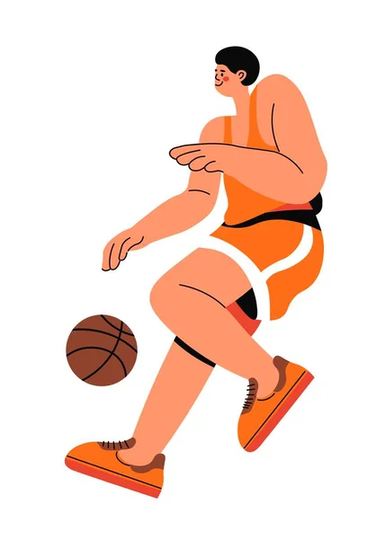 Profesyonel Spor Yapan Üniformalı Bir Basketbolcu Üniformalı Yalnız Erkek Karakter — Stok Vektör