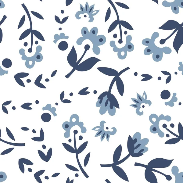 Fleurs Florissantes Avec Tiges Feuillage Pétales Ornement Floral Motif Décoration — Image vectorielle