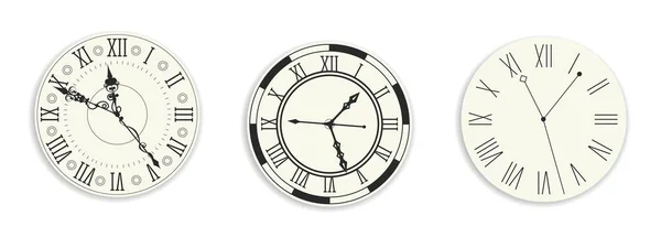 Годинники Годинники Обличчя Номерами Чоловіка Руки Кривими Орнаментом Прикраса Старожитностей — стоковий вектор