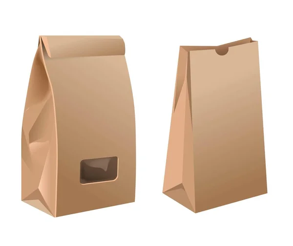 环保袋 产品或食品用的孤立纸盒包装 包装与半透明区域看里面 塑料包装材料的环保替代品 平面样式插图中的向量 — 图库矢量图片