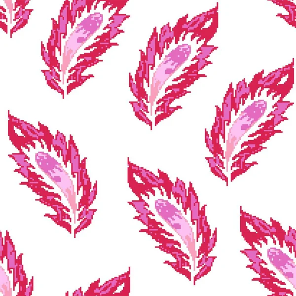 Цветочные Листья Пиксельный Дизайн Листвы Листвы Флоры Весной Летом Природные — стоковый вектор