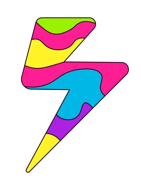 Flash Foudre Icône Isolée Avec Contenu Coloré Objet Doodle Abstrait — Image vectorielle
