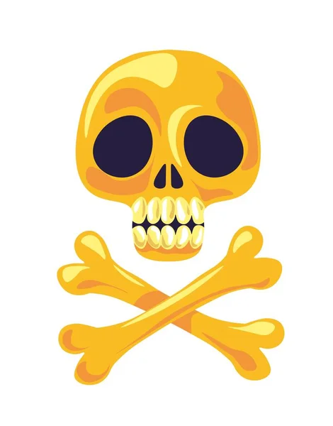 Череп Схрещені Кістки Ізольовані Знаки Піратів Які Попереджають Про Смерть — стоковий вектор