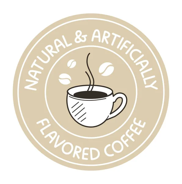 Künstlich Und Natürlich Aromatisierter Kaffee Isolierte Ikone Mit Einem Aromatischen — Stockvektor