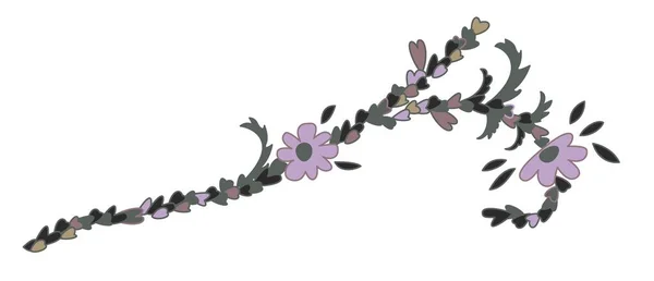 Цветочная Ветвь Бутонами Листьями Листвы Изолированная Веточка Флорой Листовкой Цветущие — стоковый вектор