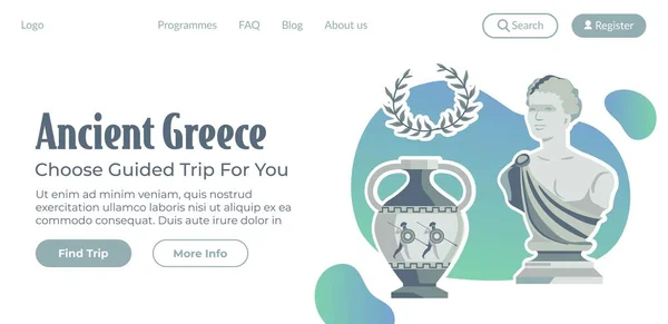 Wybierz Wycieczkę Przewodnikiem Poznaj Odkryj Starożytną Grecję Kulturą Architekturą Biust — Wektor stockowy